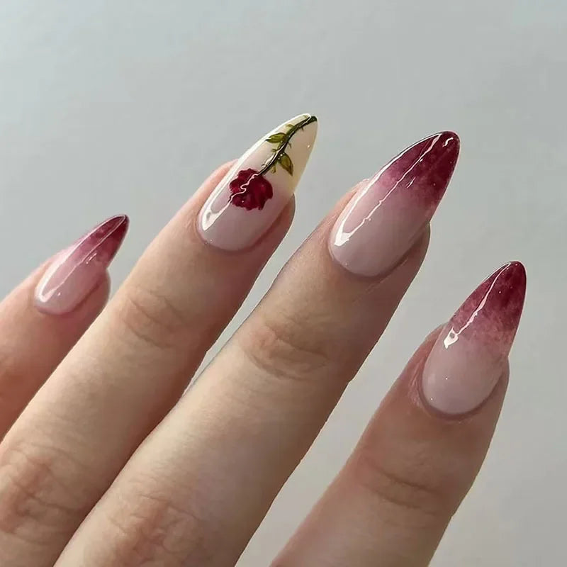 Colorful 3D Flower & Butterfly Press-On Nails