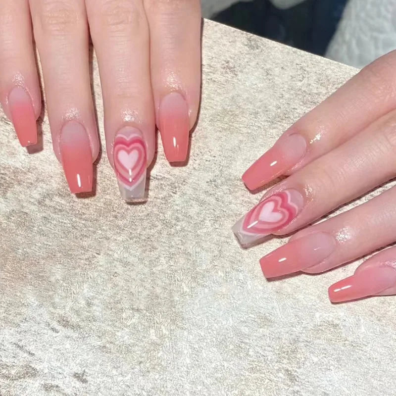 Charming Pink Flame Long Ballet Press-On Nails