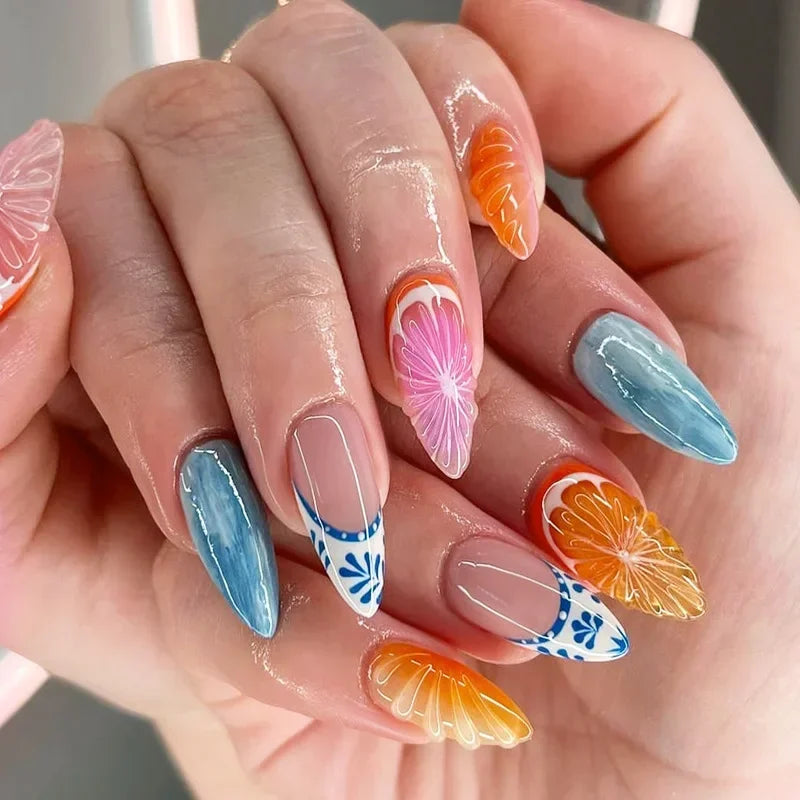 Colorful 3D Press-On Nails