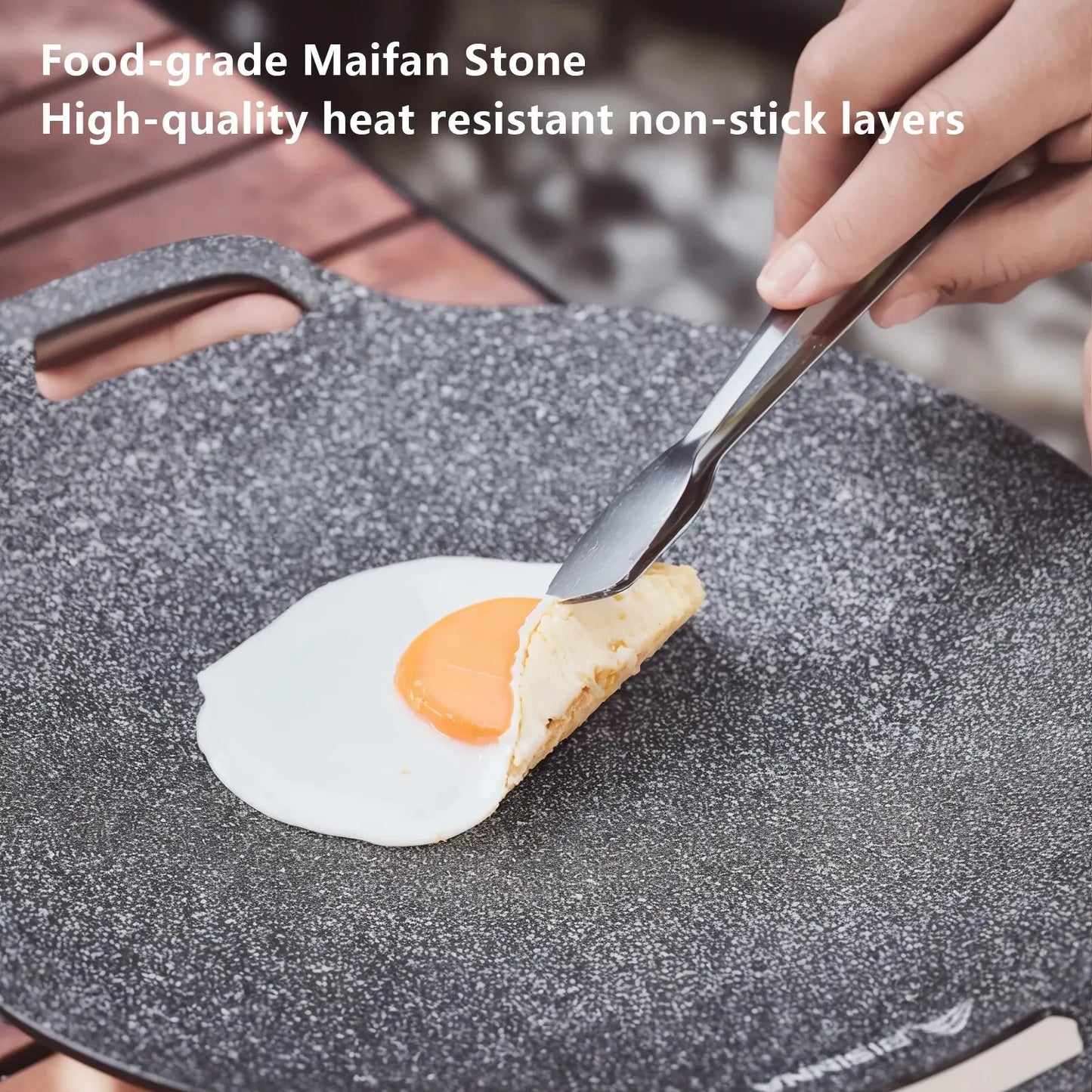 NNEOBA 34CM Non-Stick Outdoor BBQ Grill Pan Roasting Plate Black