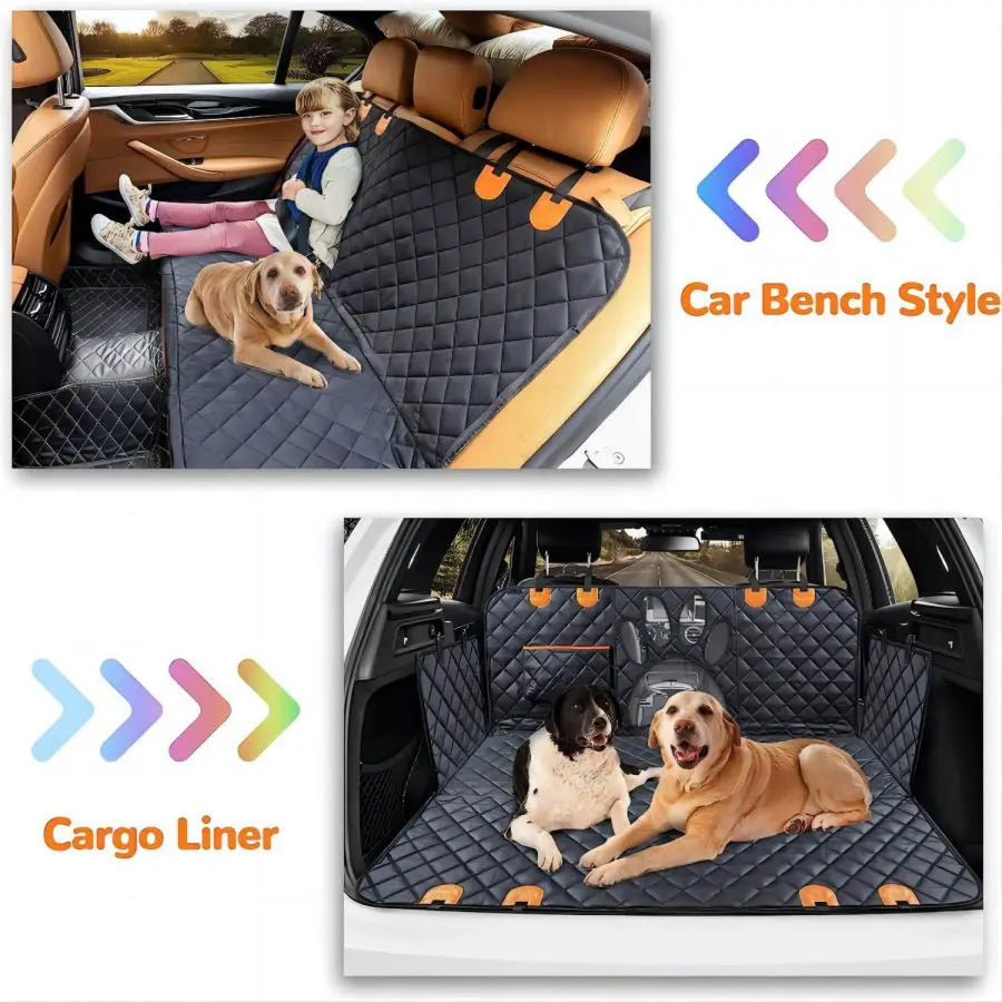 Car Seat Cover for Back Seat Hammock Style with Mesh Window Grey