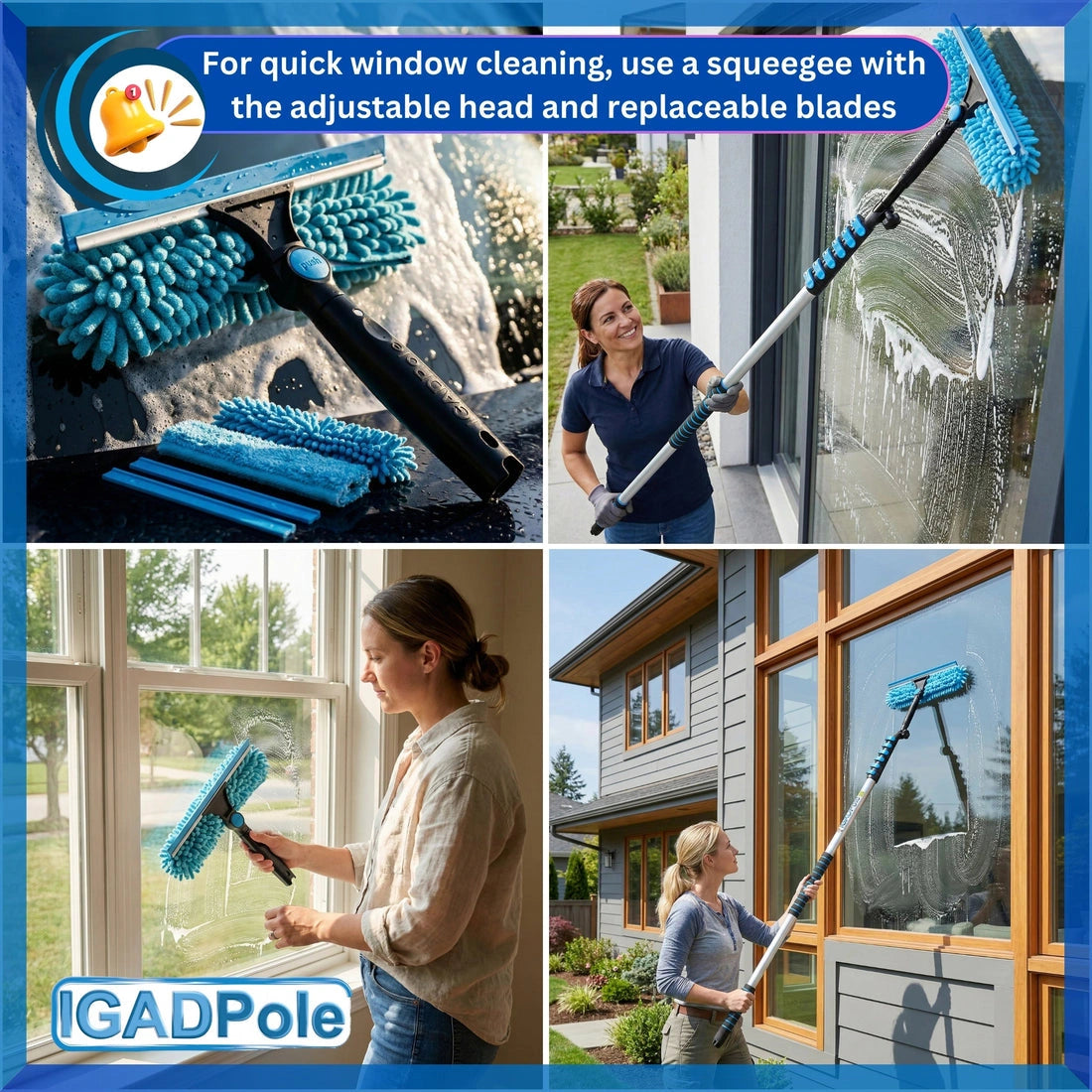17ft (5m) Window Cleaning Pole with Squeegee Kit