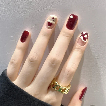 White Floral Press-On Nails