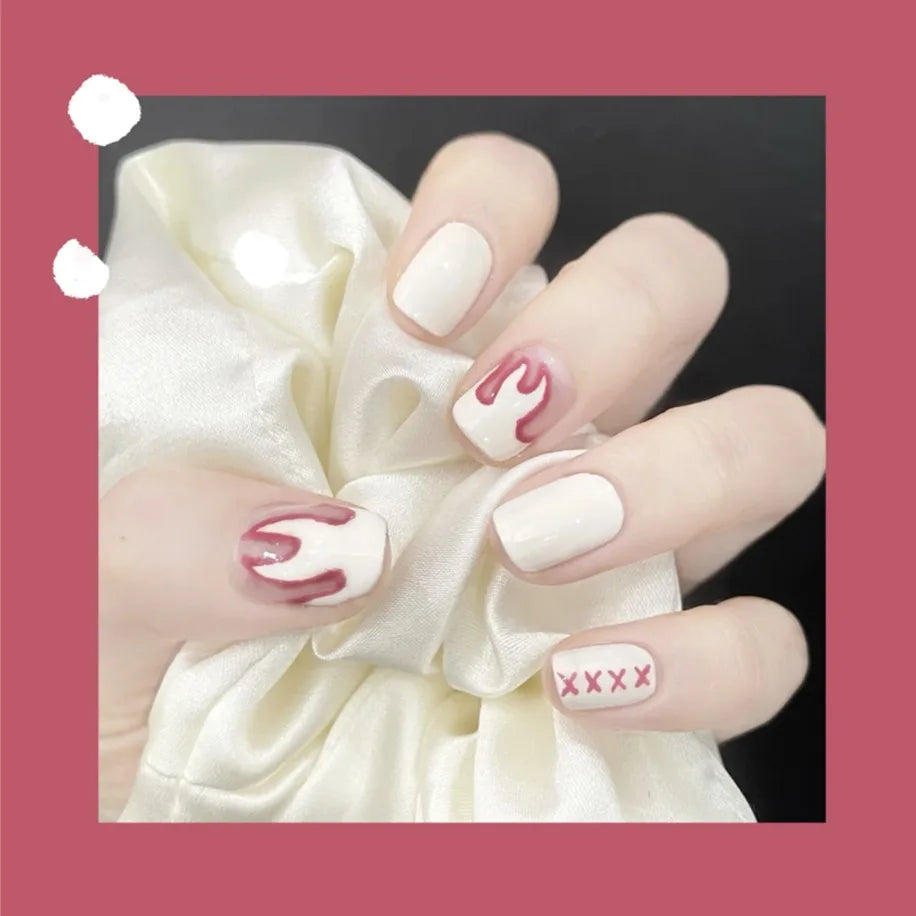 Charming Pink Flame Long Ballet Press-On Nails