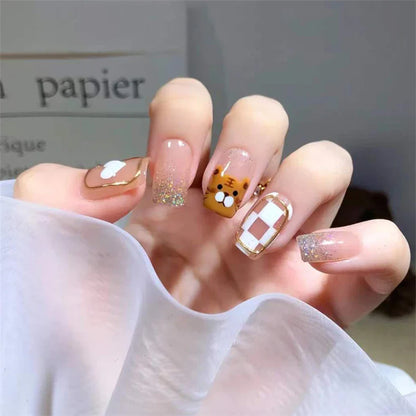 White Floral Press-On Nails