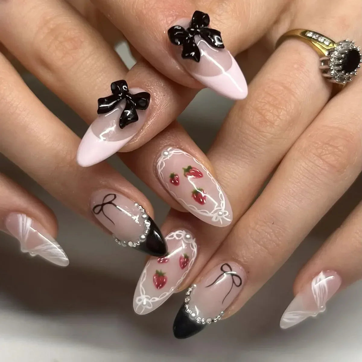Colorful 3D Flower & Butterfly Press-On Nails
