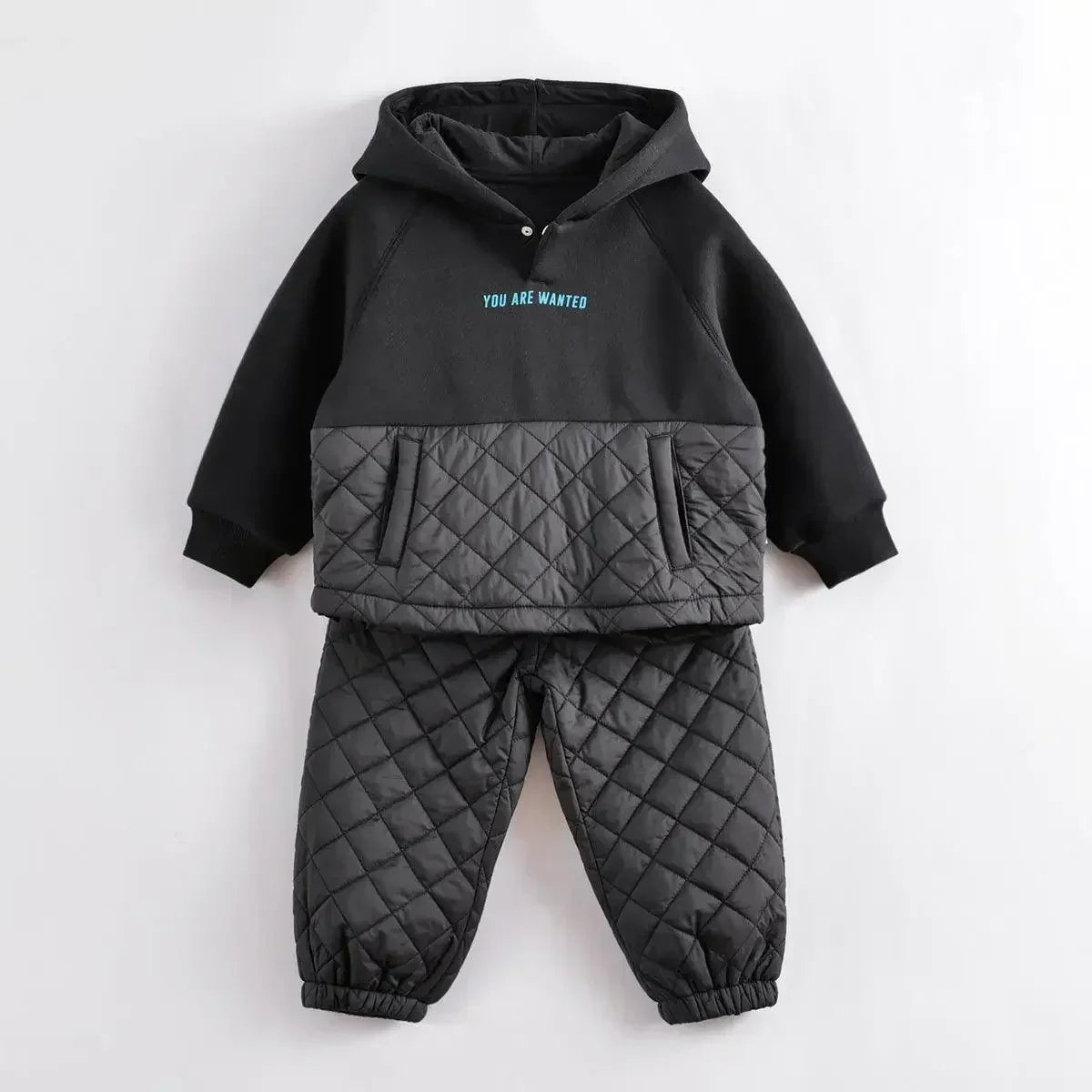 Boys Winter Fashion Stitching Quilted Sports Suit