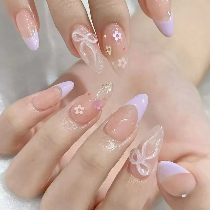 Aapon Mini Market Ltd Colorful 3D Flower & Butterfly Press-On Nails