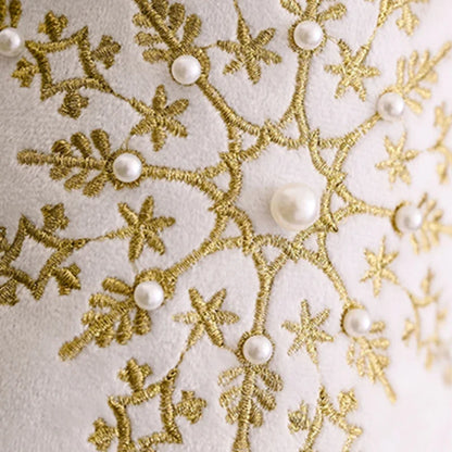 White plush Christmas stocking with embroidered snowflakes – view 3