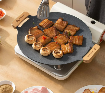 34CM Non-Stick Outdoor BBQ Grill Pan Roasting Plate Black