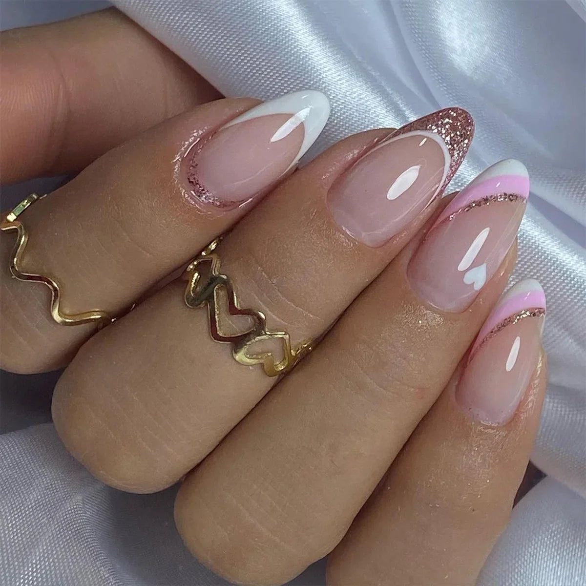 Medium-length Acrylic Almond Fake Nails