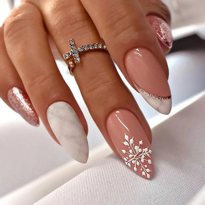 Medium-length Acrylic Almond Fake Nails