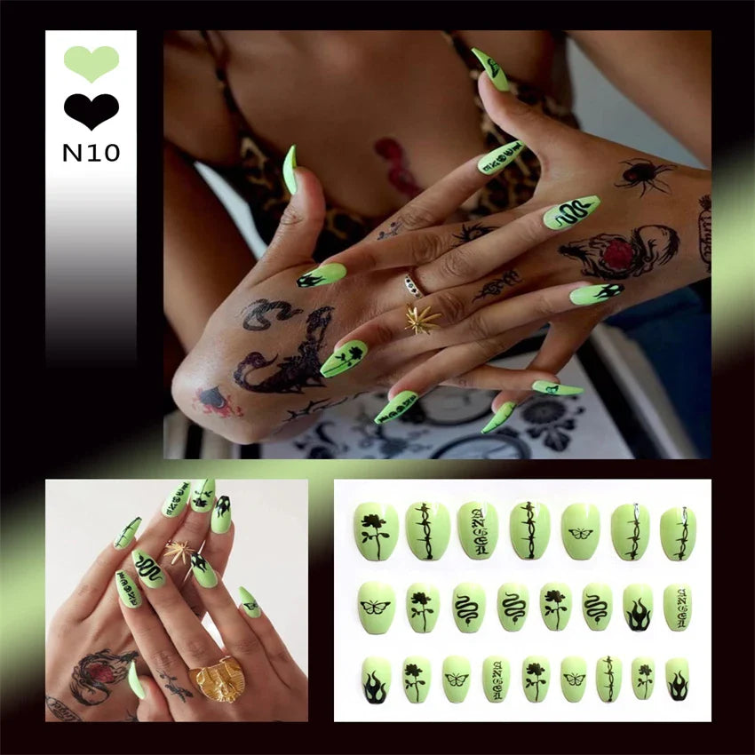 White Floral Press-On Nails
