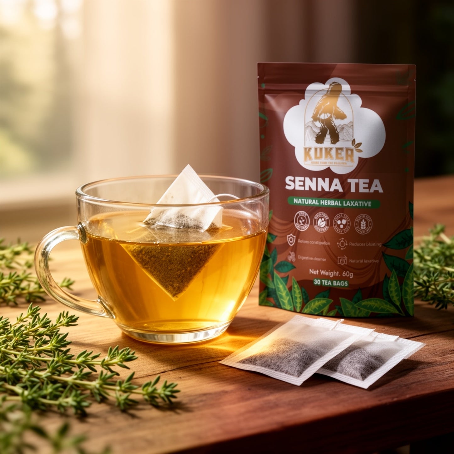 KUKER® Senna Tea Bags – 30 Natural Herbal Senna Tea Bags | Traditional Detox Herbal Tea 50g