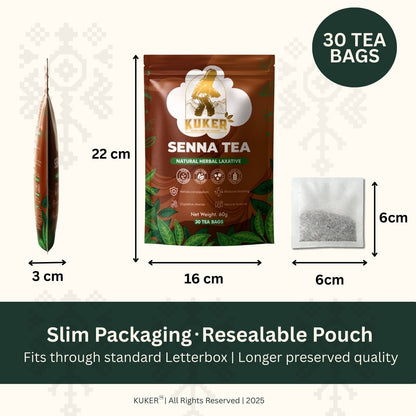 KUKER® Senna Tea Bags – 30 Natural Herbal Senna Tea Bags | Traditional Detox Herbal Tea 50g