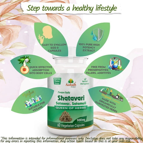 Aushadh Shatavari Wild Asparagus Capsules (60) for Women