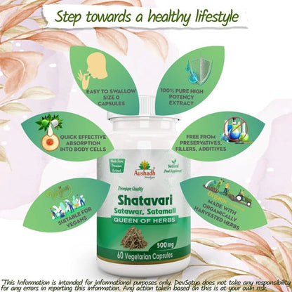 Aushadh Shatavari Wild Asparagus Capsules (60) for Women