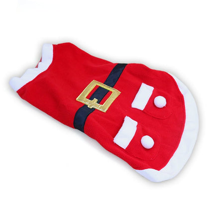 Santa Dog Coat with Belt & Pompom Pockets – Red (S–XL) – view 4