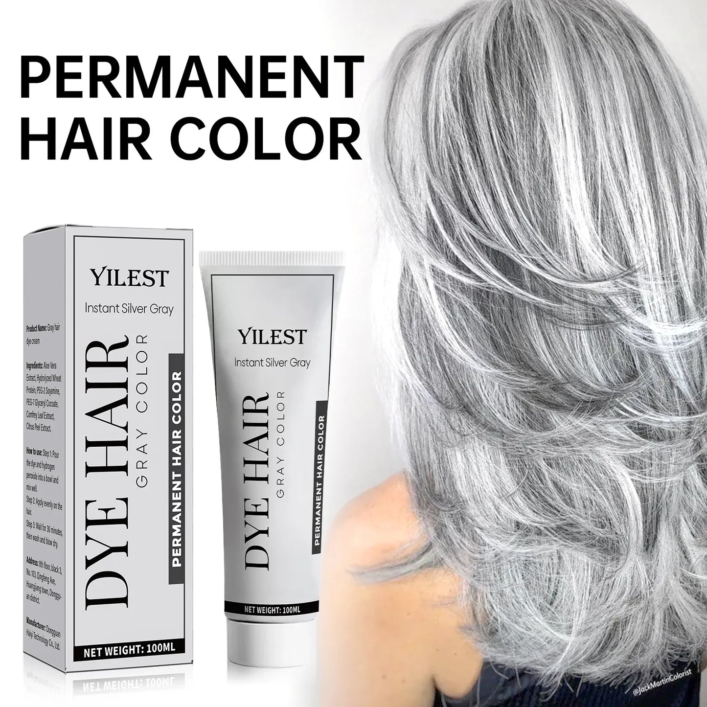 Silver Grey Hair Dye Cream