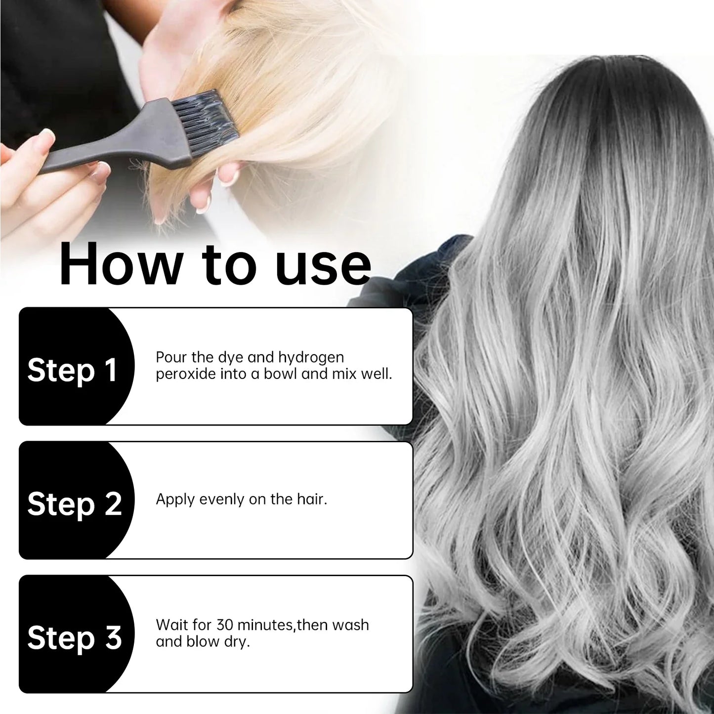 Silver Grey Hair Dye Cream