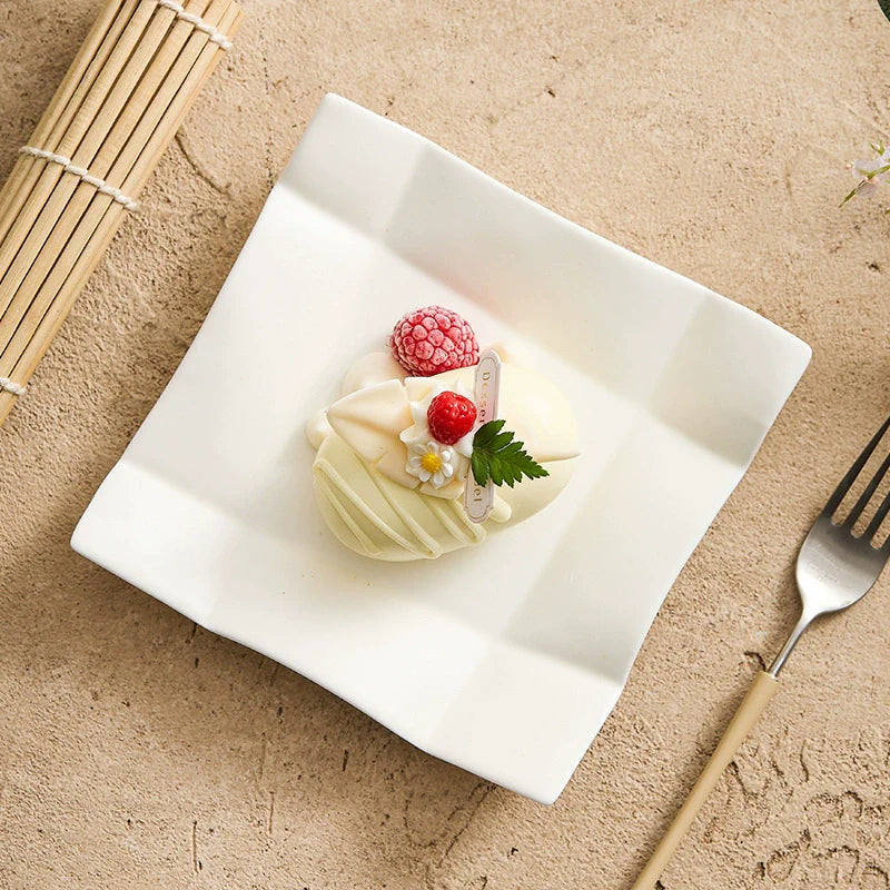 Aapon mini market - Wave-Edge Square Dessert Plate 5.5