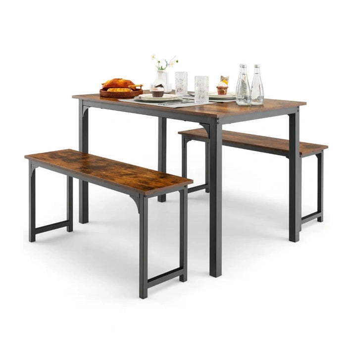 Aaponminimarket Space-Saving Dining Table Set for 4 with 2 Benches
