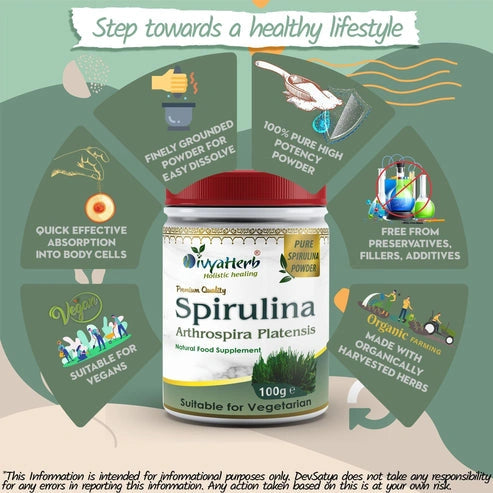 DivyaHerb Spirulina Powder 100g for Daily Vitality