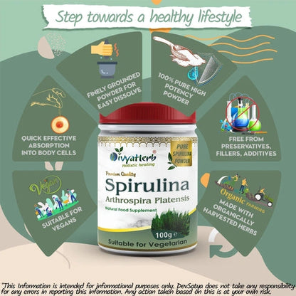 DivyaHerb Spirulina Powder 100g for Daily Vitality