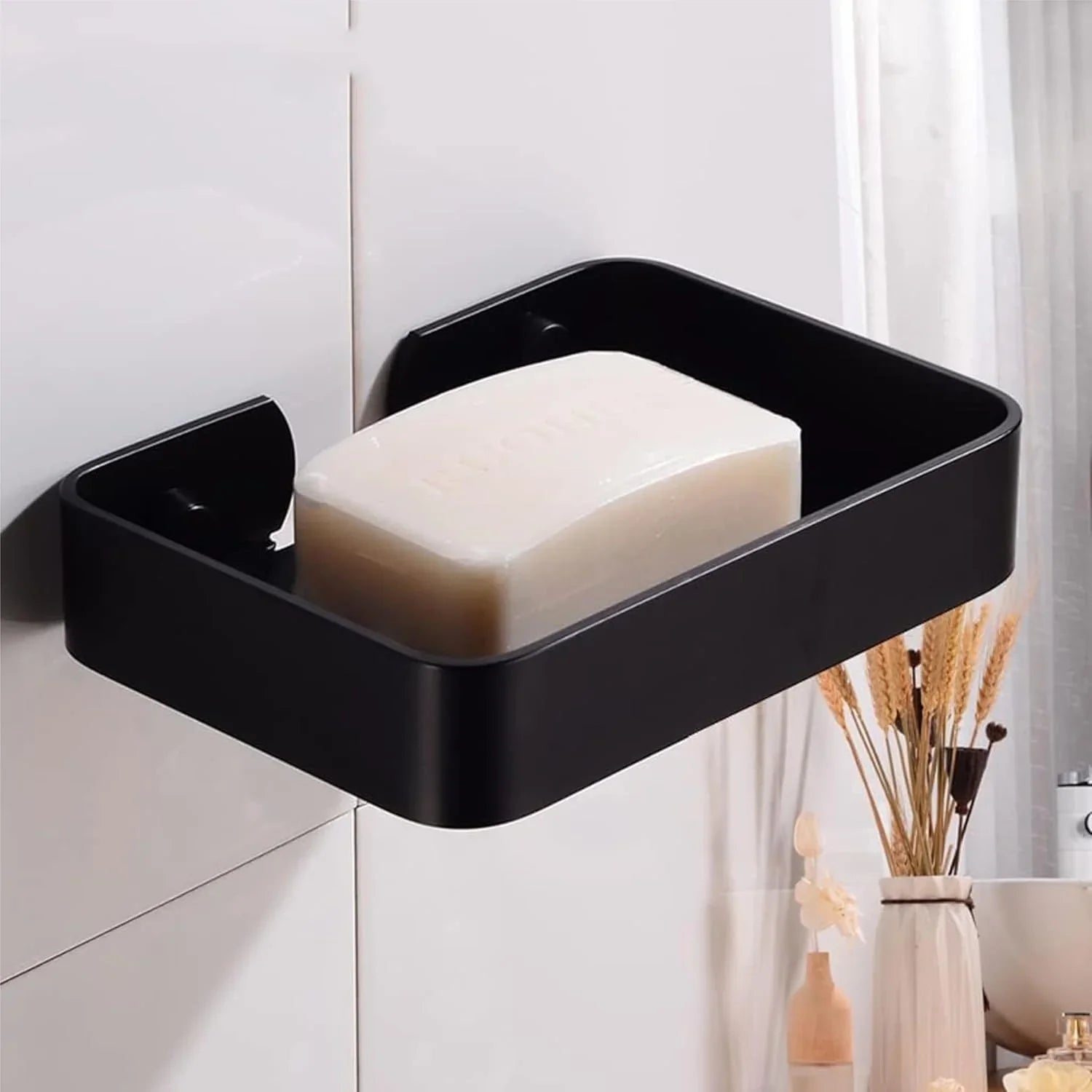 Aapon mini market -Square Stainless Steel Wall Mounted Soap Dish – Black