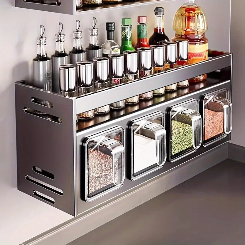 Aapon mini market -Stainless Steel Wall-Mounted Spice Rack