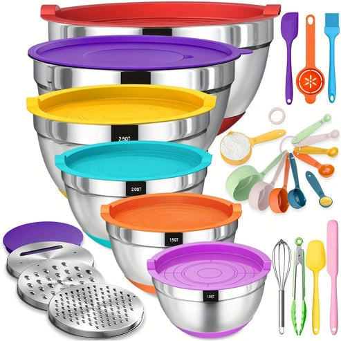 Stainless steel mixing bowls set with lids