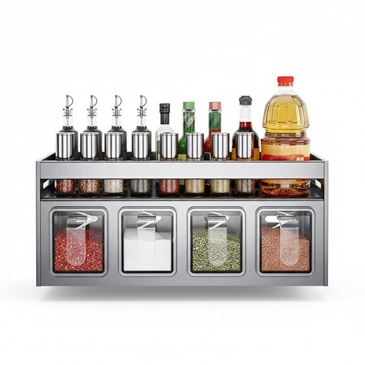 Aapon mini market -Stainless Steel Wall-Mounted Spice Rack