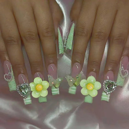 Strawberry & Bear Themed Fake Nails