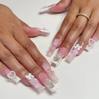 Strawberry & Bear Themed Fake Nails
