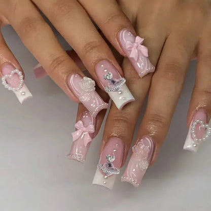 Strawberry & Bear Themed Fake Nails