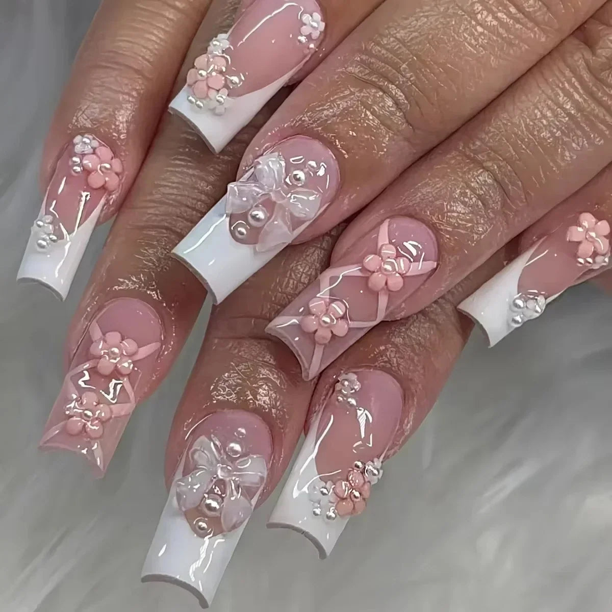 Strawberry & Bear Themed Fake Nails