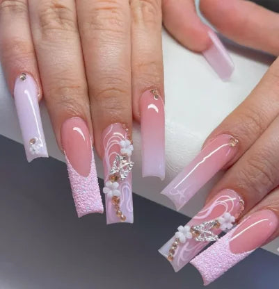 Strawberry & Bear Themed Fake Nails