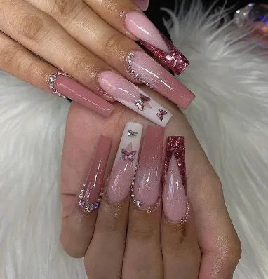 Strawberry & Bear Themed Fake Nails