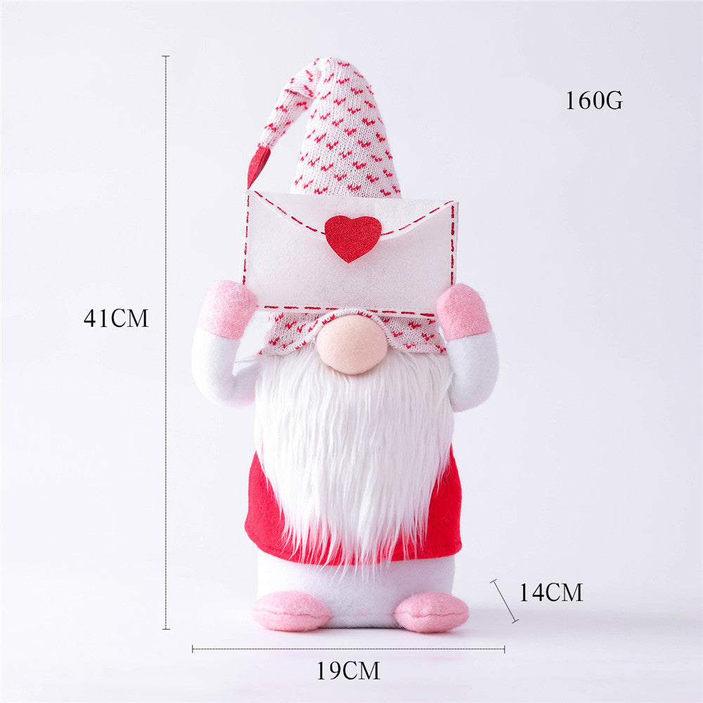 Large Mrs Gnome holding a love letter, 41cm tall