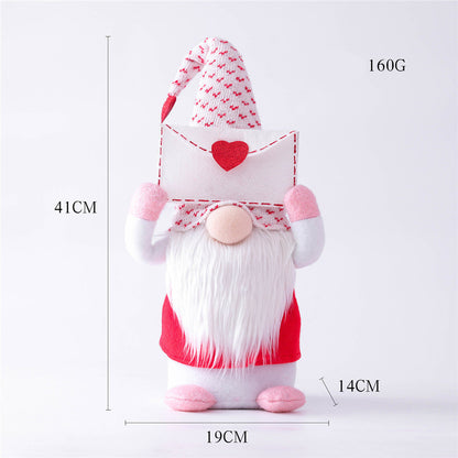 Large Mrs Gnome holding a love letter, 41cm tall