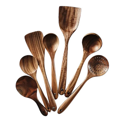 Aapon mini market -Teak Wooden Spoons Set (7pcs)