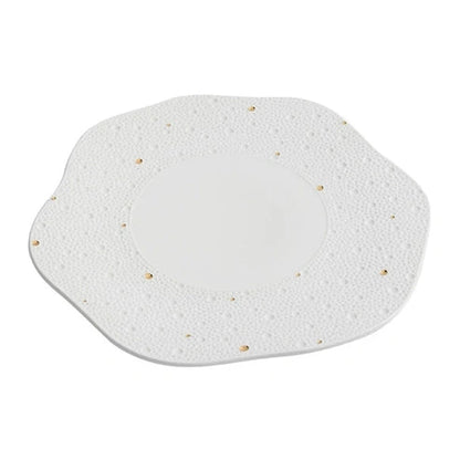 Aaponminimarket Textured Wave-Edge Porcelain Dinner Plate