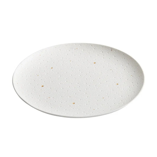 Aapon mini market -Textured White Porcelain Dinner Plate with Gold Dots