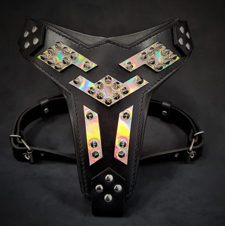 Aaponminimarket The ''Midas'' leather dog harness silver