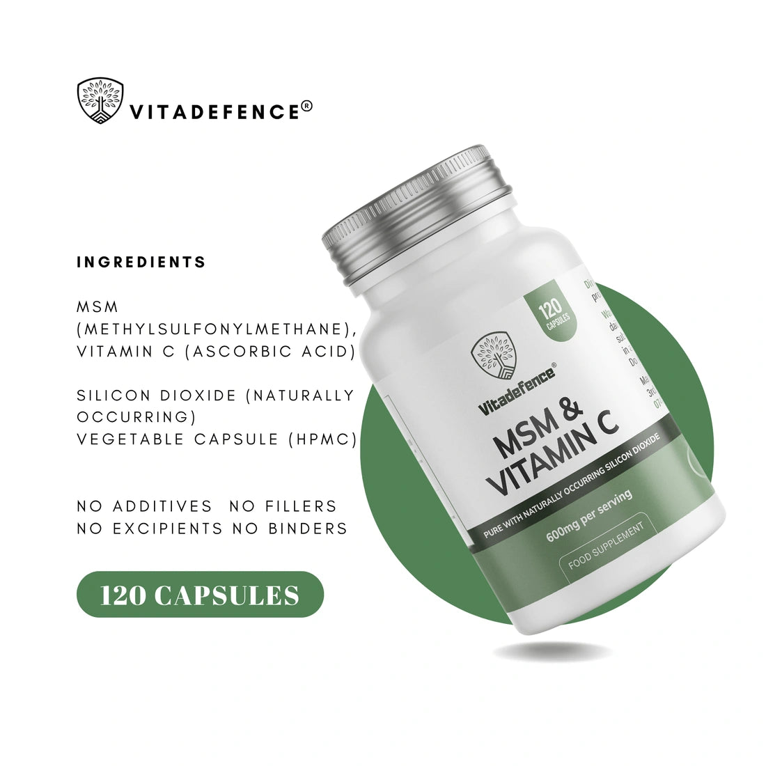Aaponminimarket MSM + Vitamin C | Vegan Capsules – 120 Count