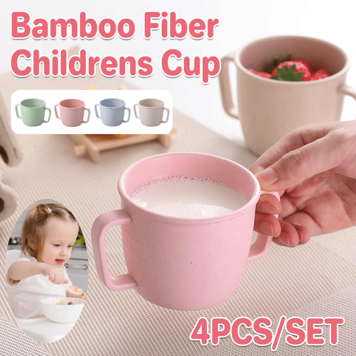 Aapon mini market -4PCS Bamboo Fiber Milk Drinking Cups