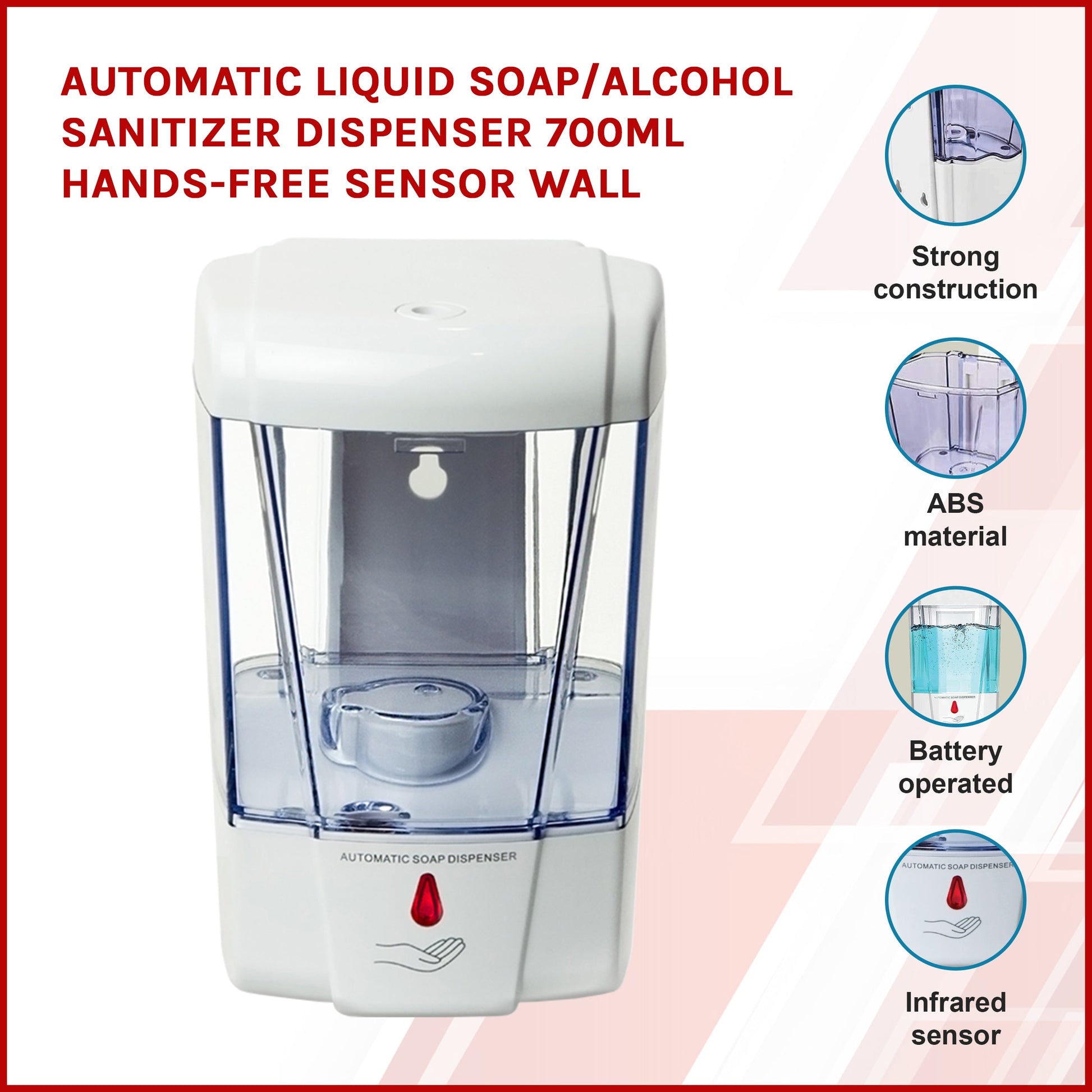 Aapon Mini Market Ltd - NNEDSZ Automatic Liquid Soap/Alcohol Sanitizer Dispenser 700ML 