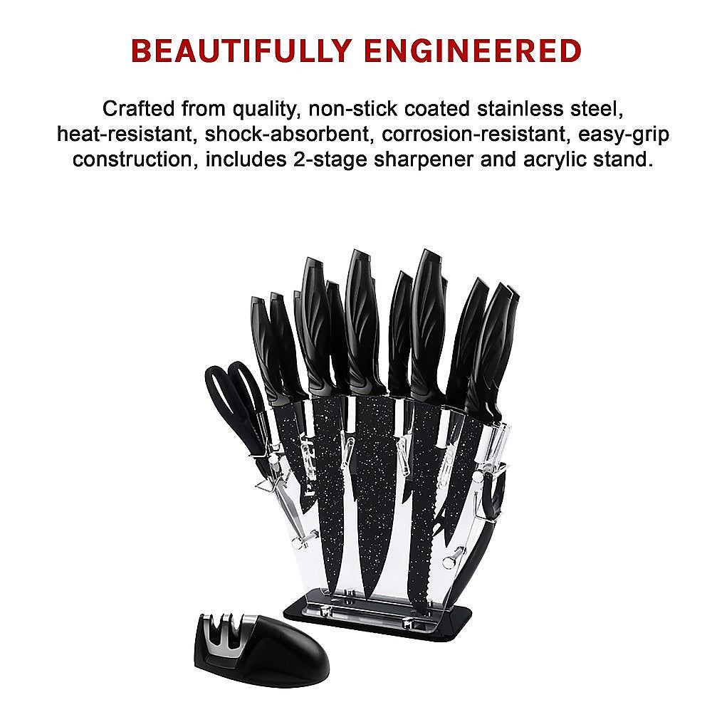 Aapon mini market - NNEDSZ 17-Pc Knife Set with Block & Sharpener