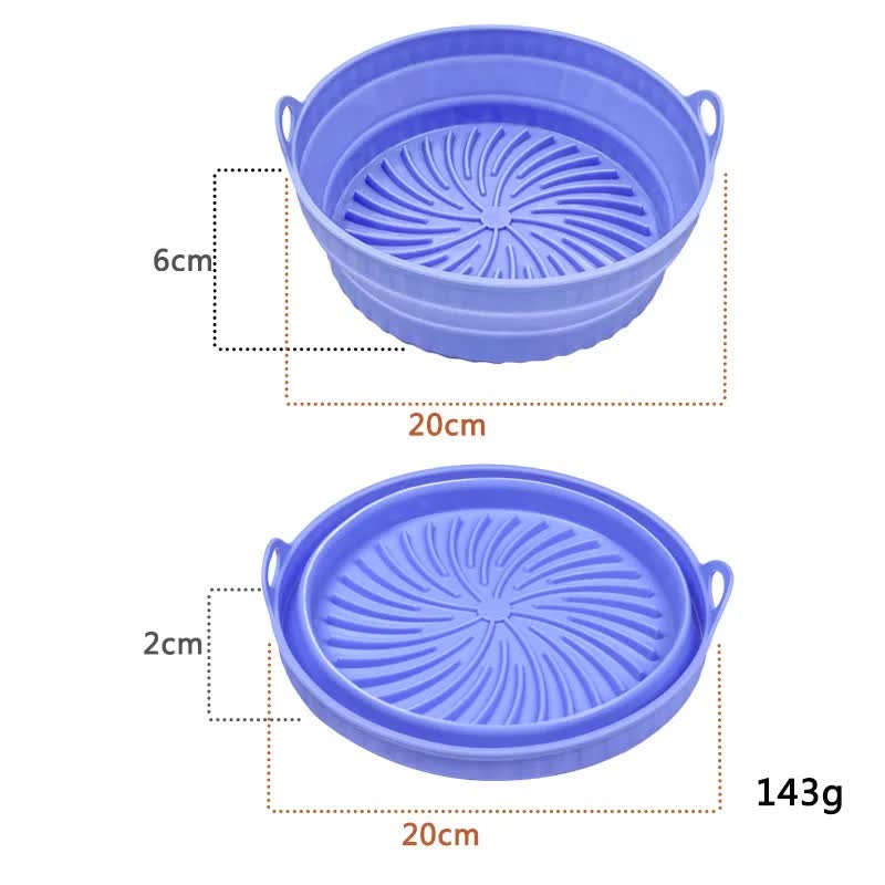 NNEDSZ 3D Round Air Fryer Silicone Liners - Food-Grade, Non-Stick, Reusable Basket Mats for Air Fryers, Ovens, and Microwaves (4 PCS Blue)-0
