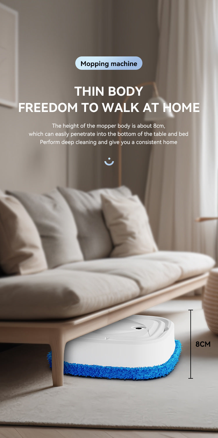 Black Smart Robotic Floor Mop with Humidifier Spray